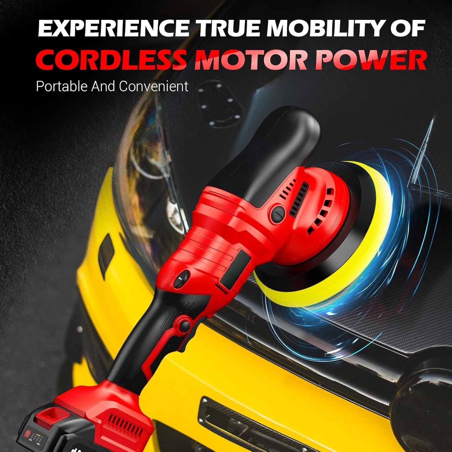 Cordless Car Polisher Kit, Includes 24V 2×2.0Ah Battery