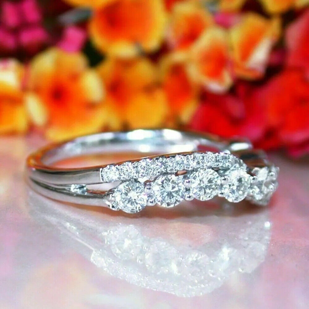 White Diamond 2.10 Ct Lab-Created Round Cut Wedding Ring 925 Sterling Silver