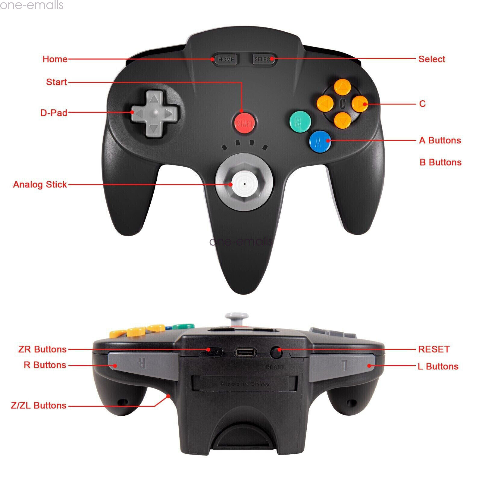 Wireless N64 Controller for Nintendo 64 Console/ Switch Mac Windows Rechargeable