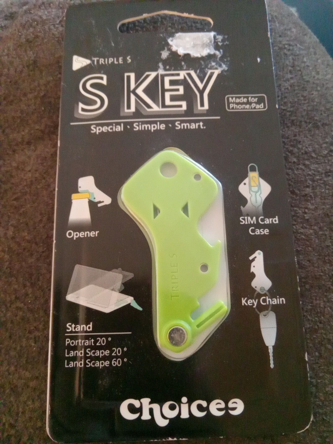 NEW Choicee S Key 5 IN 1 KEYCHAIN  can opener,tablet stand sim case magnet etc