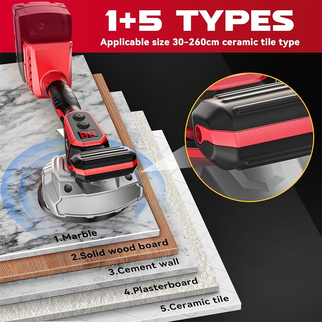 Tile Vibration Leveling Machine for Milwaukee 18V Battery , W/8 Adjustable Speed