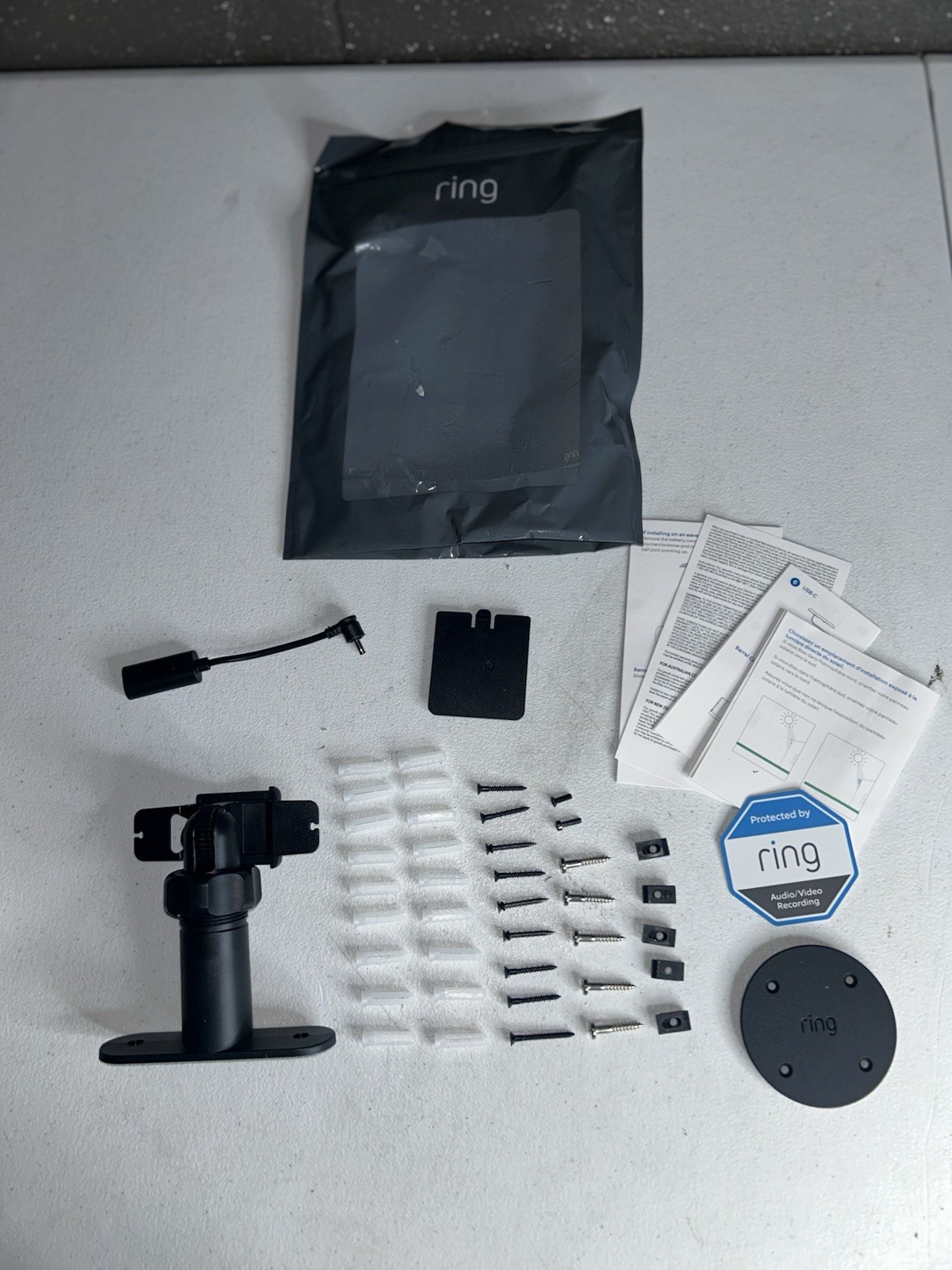 Ring Pole and Wall Mount for Cameras Solar Panels, Black Open Box