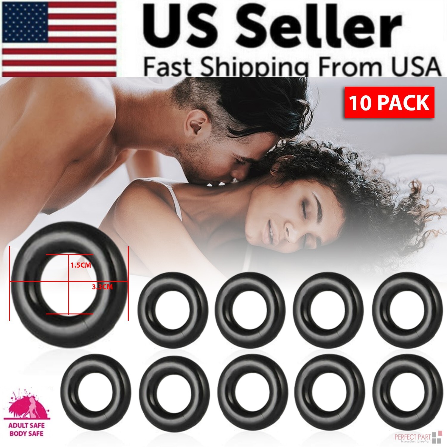10PCS Cock Ring Super Strong Stretchy Stay Harder Penis Rings Cockring For Men
