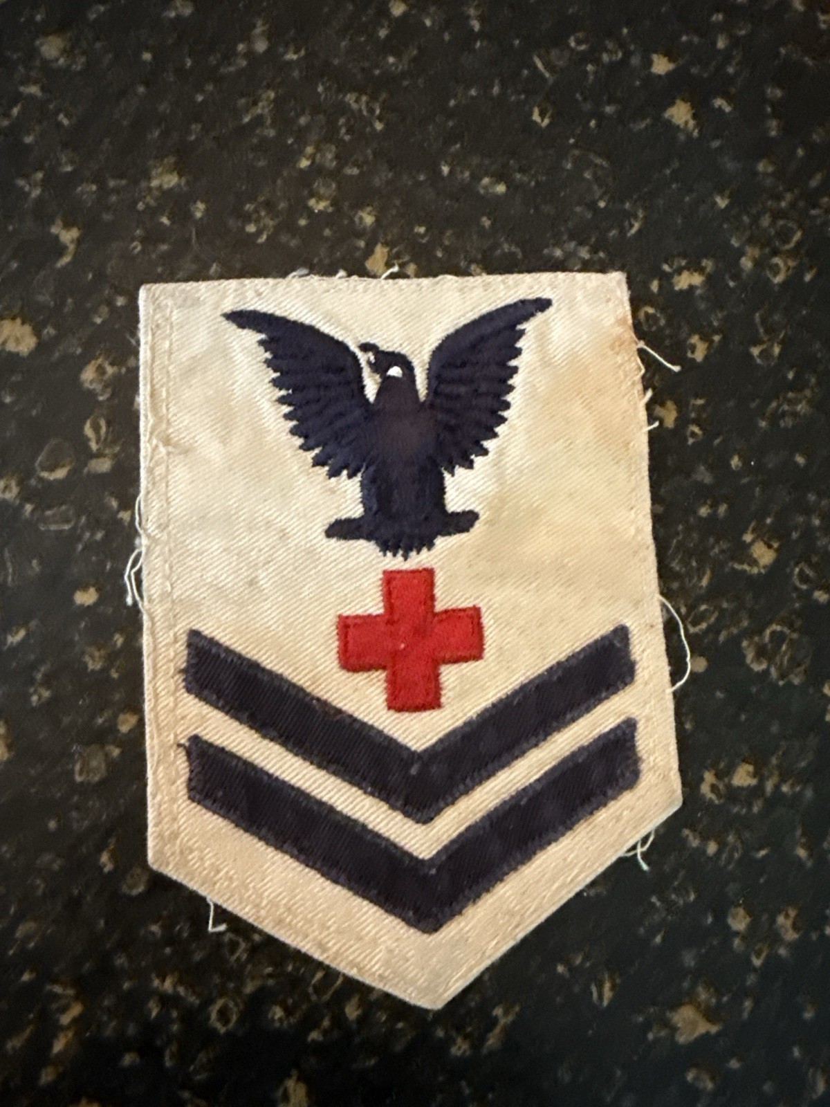WWII U.S. Navy Hospital Corpsman Rating Badge (patch) – HM2 – Red Cross – 1944