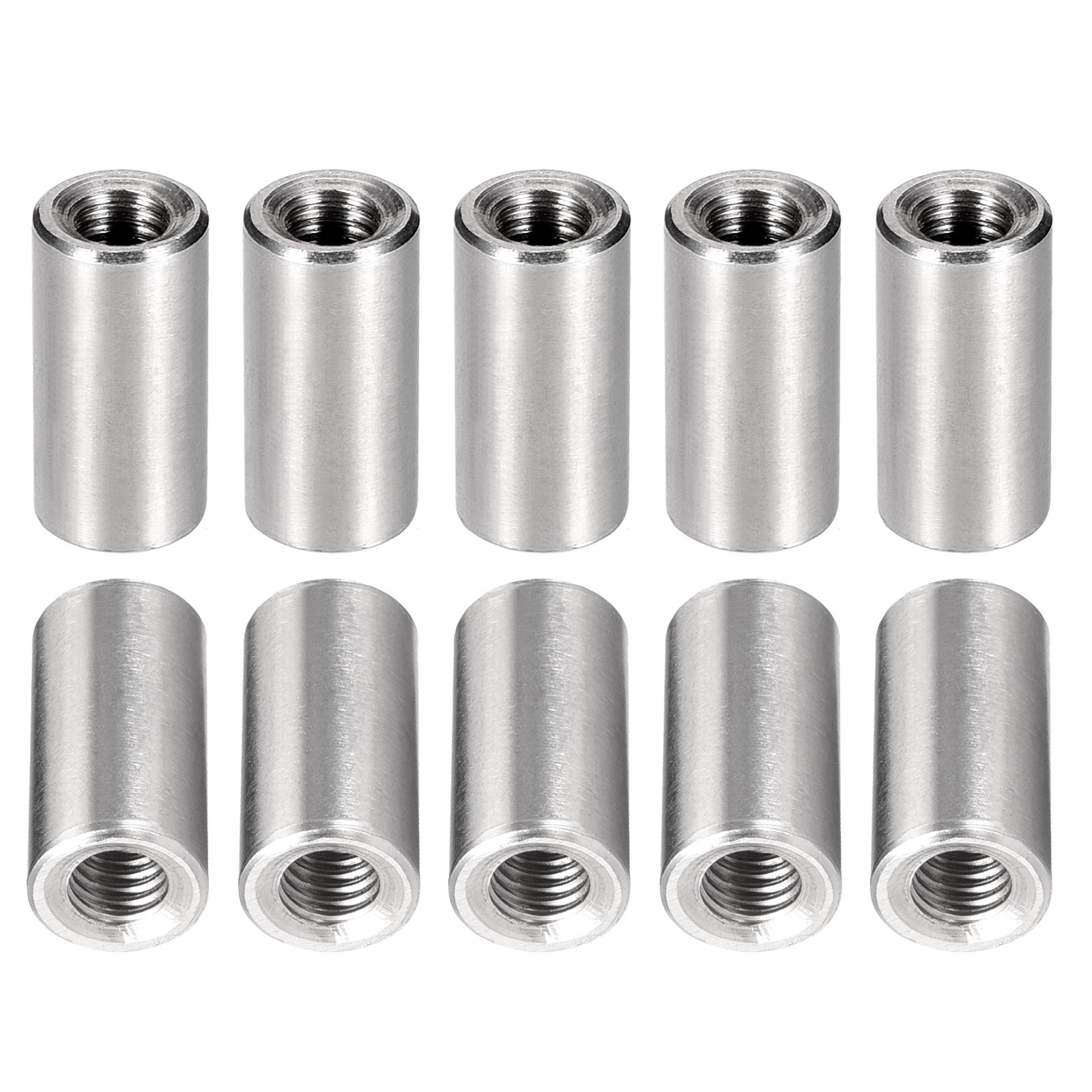 M6x20mm(DxL) Coupling Connector Nut Threaded Sleeve Rod 10Pcs Good for Furniture