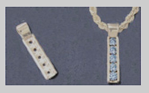 Sterling Silver 3 or 4mm Round Five Stone Channel Pre-Notched Pendant Setting