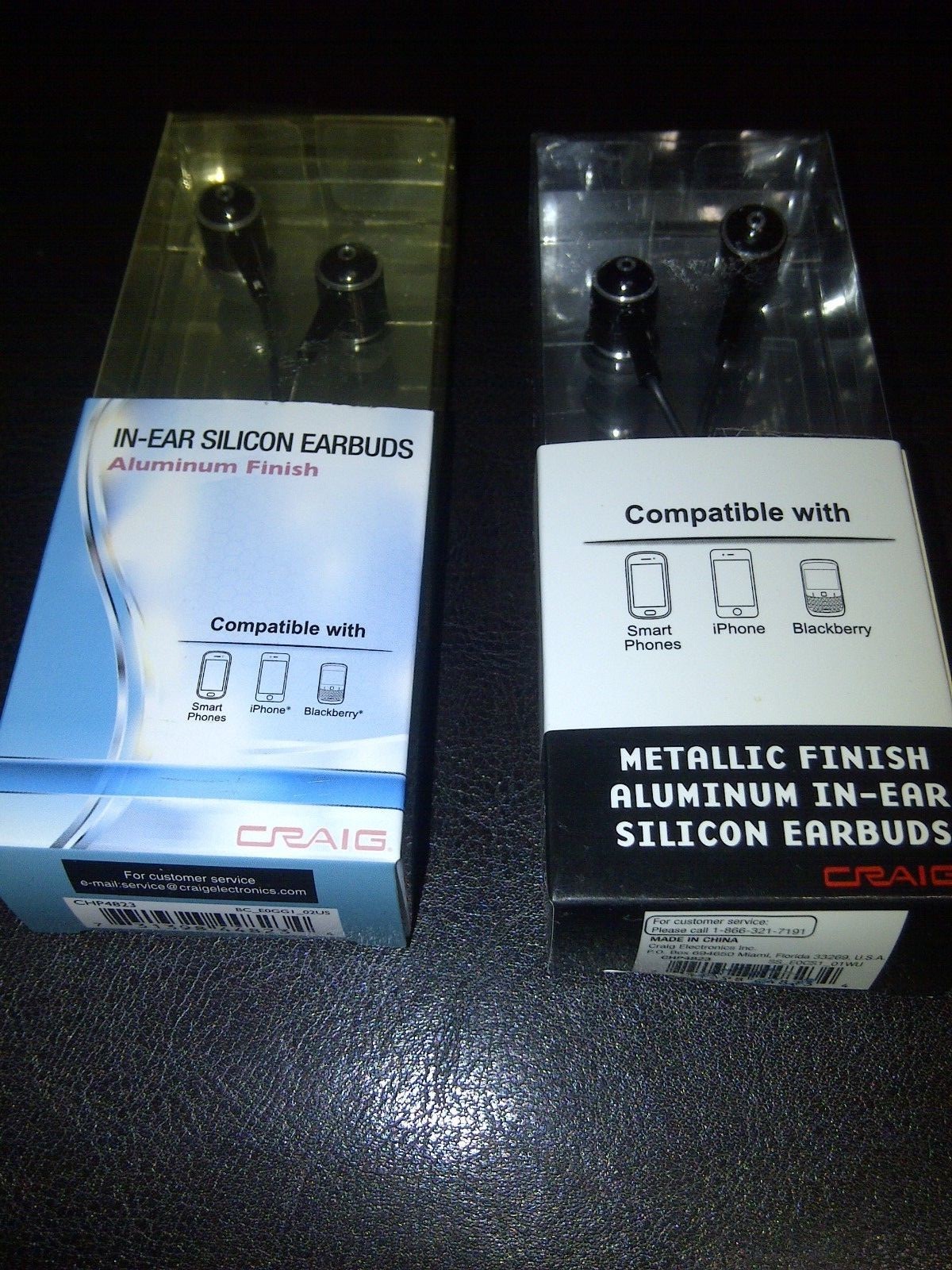 Craig Silicone Earbuds Black Aluminum Metallic Finish CHP4823 New FREE SHIPPING