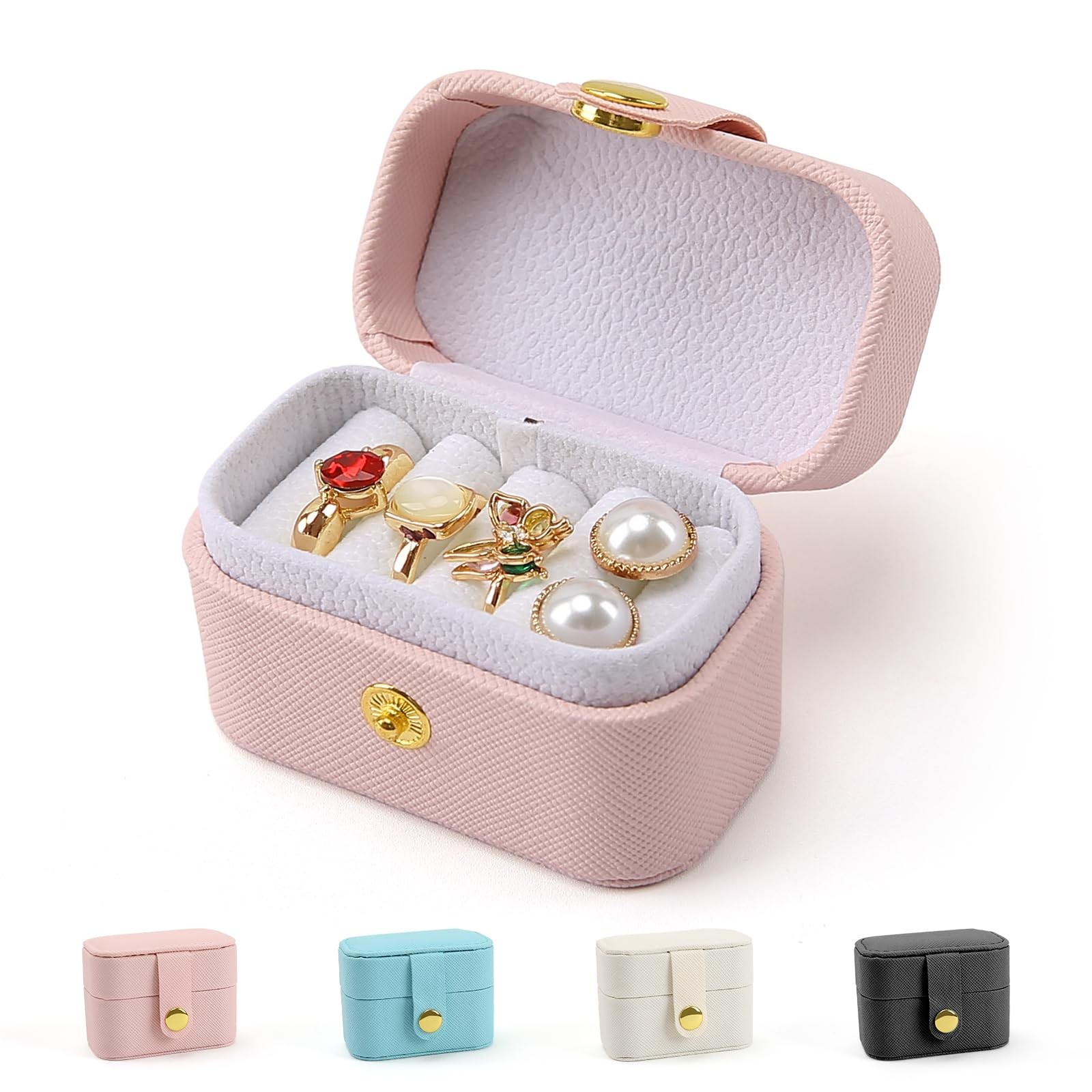 Flayet Small Jewelry Box, Waterproof PU Mint Green, Pink, White, Black