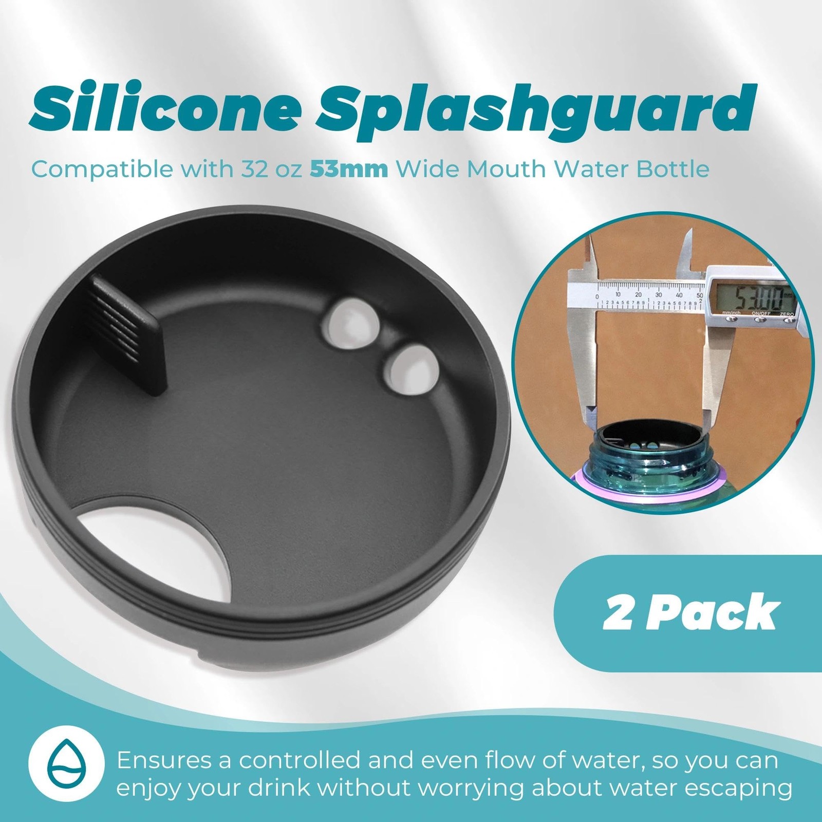 LUTQ 2-Pack Silicone Splashguard Compatible with Splash Guard 32 Oz 53mm Wide...