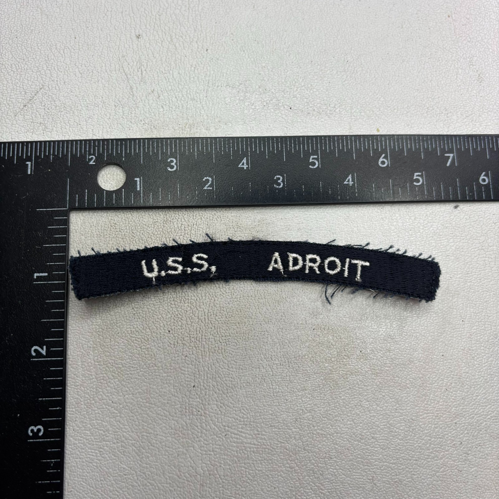 Vtg As-Is Rough / Unfinished US Navy USS ADROIT Rocker Tab Patch (UIM) 64TY