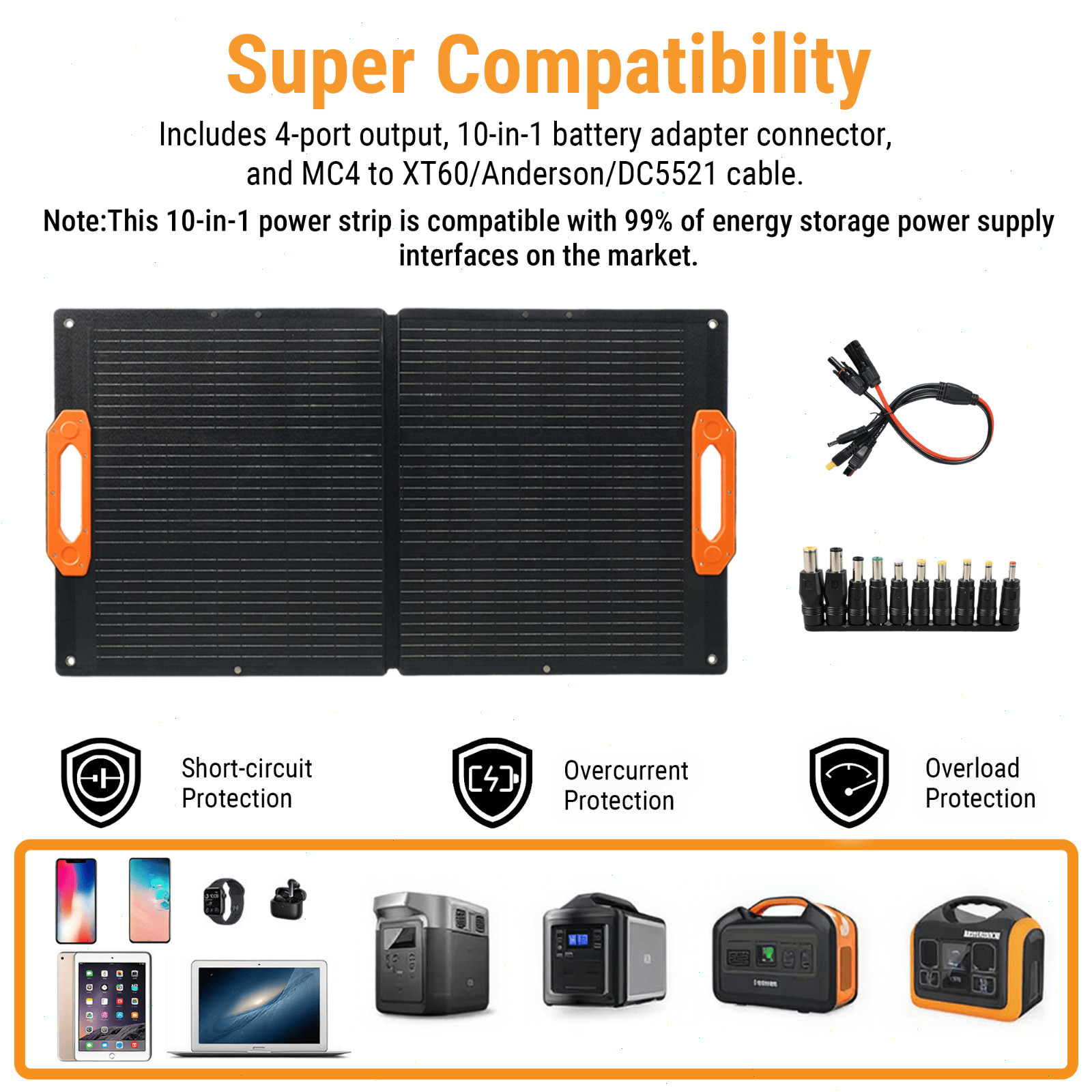 N-Type 16BB 100W Portable Solar Panel, Foldable Monocrystalline Panel