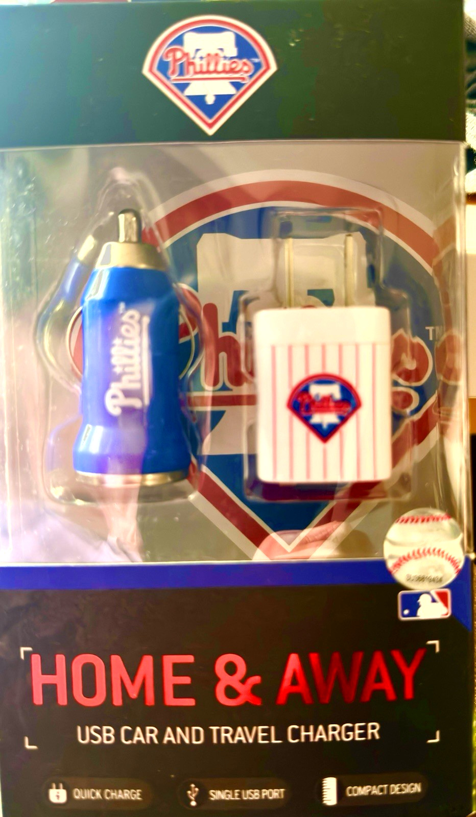 Philadelphia Phillies Home & Away USB Car Charger & Wall Charger BRAND NEW!