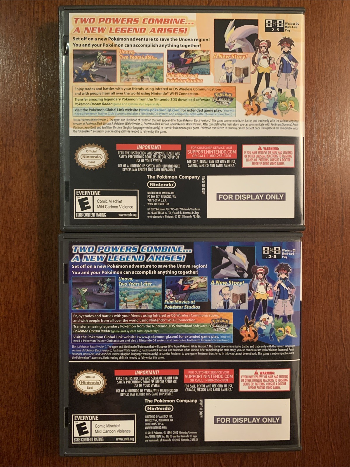 Pokemon White 2 + Black 2 Nintendo DS Replacement Cases Only NO GAMES - Bundle
