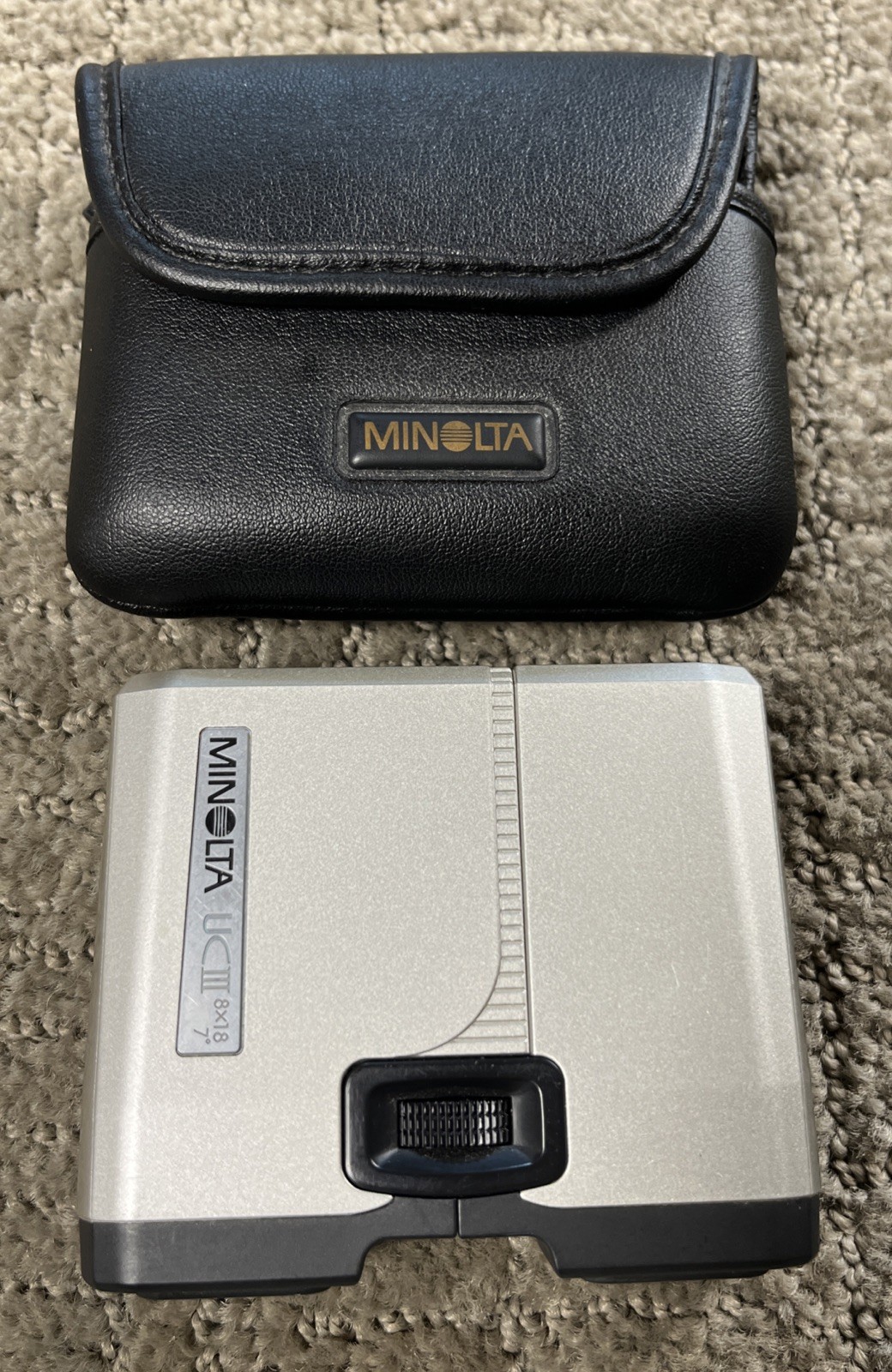 Vtg Minolta UC III 8x18 7° Miniature Compact Binoculars w/ Case Japan