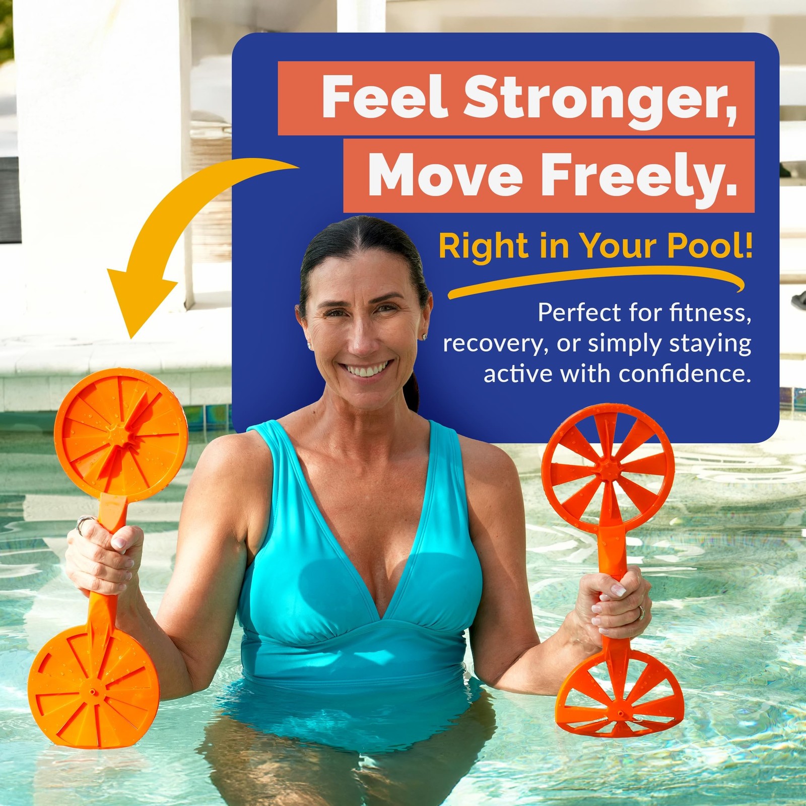 Pool Paddle Water Aerobics Equipment | Adjustable Resistance Pool Exercise, S...