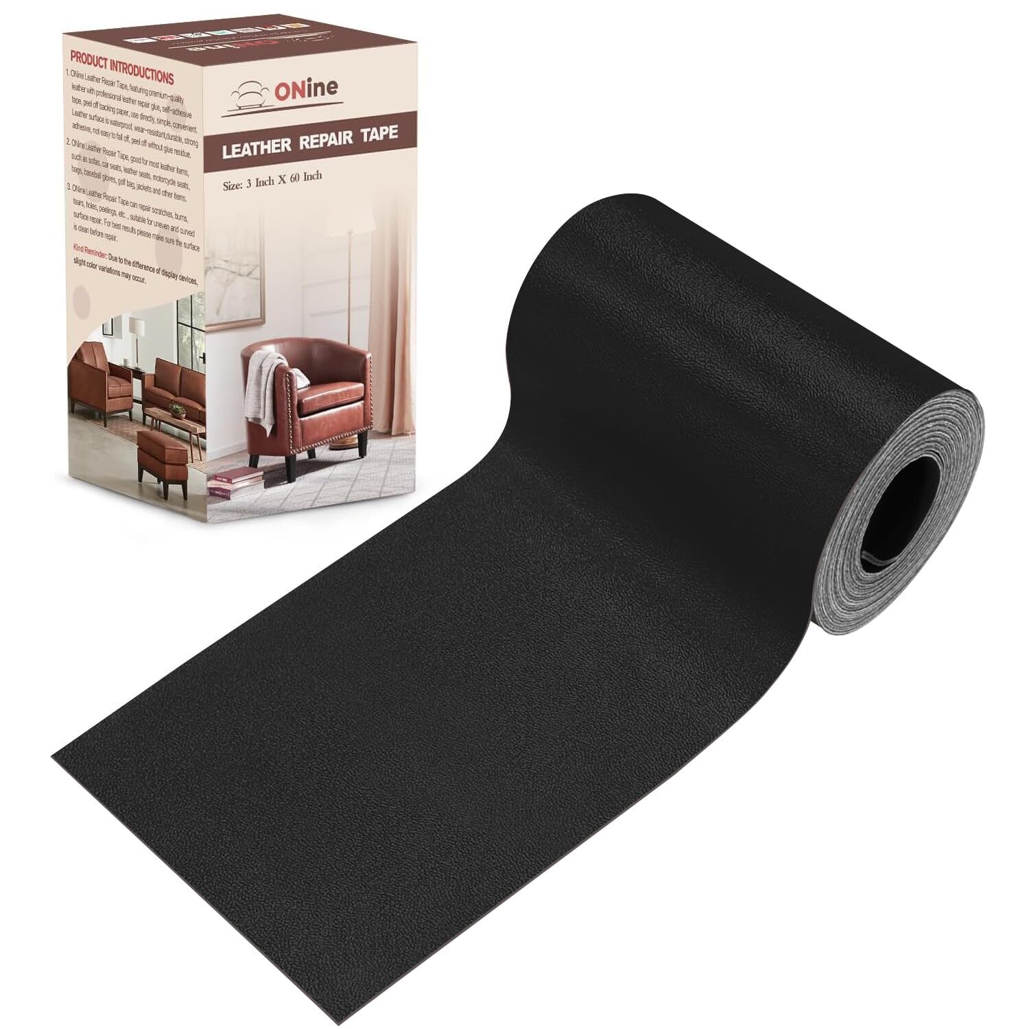 ONine Leather Repair Patch 3x60 inches Furniture Vinyl Sofa Repair Kit