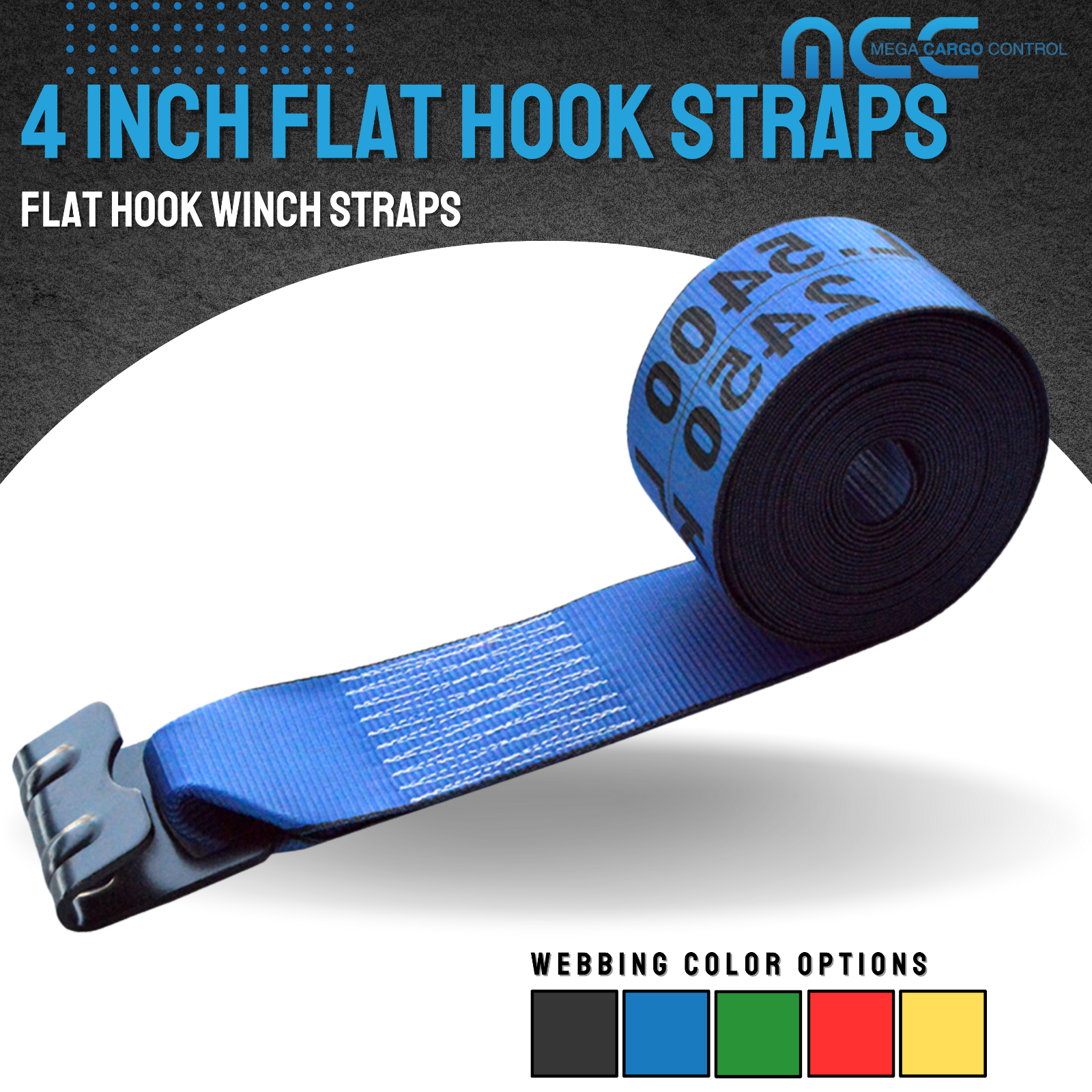 4 Pack 4" x 30' Winch Tie Down Strap w/ Flat Hook for Flatbed Truck Trailer Farm