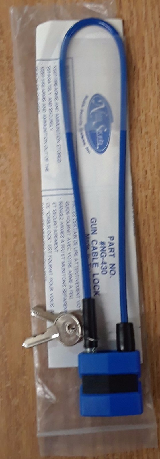 Noble Security NG-430 Blue Cable Gun Lock with two keys