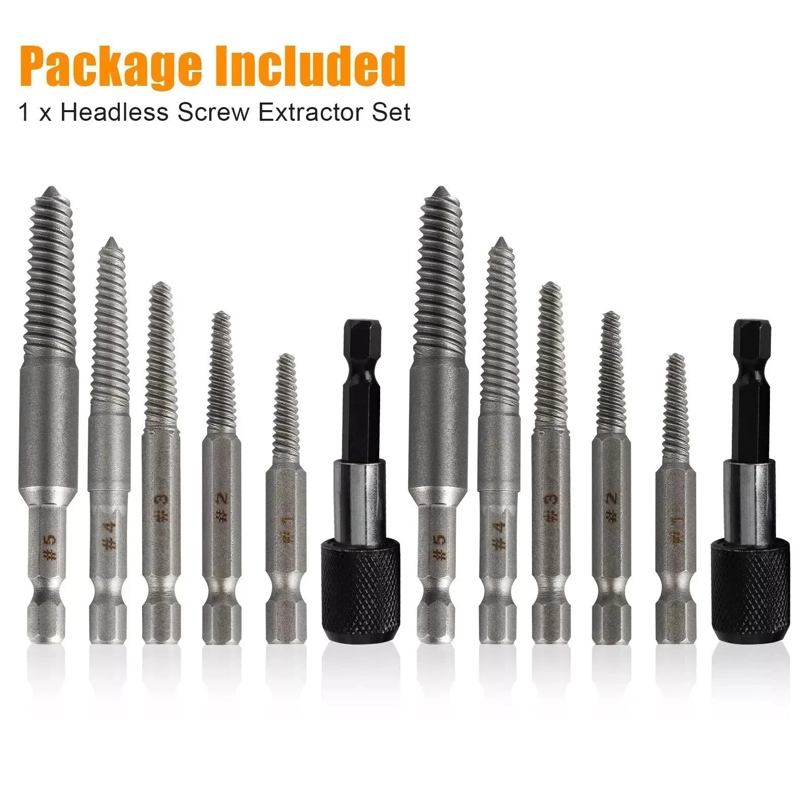 12Pcs Stud Screw Extractor Remover 1/4 Inch Hex Shank Damaged Bolt Easy-Out-Sets