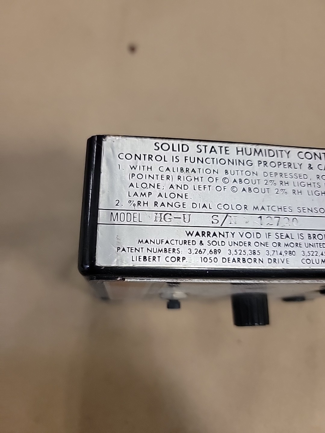LIEBERT CORPORTION SOLID STATE HUMIDITY CONTROL HG-U 4548