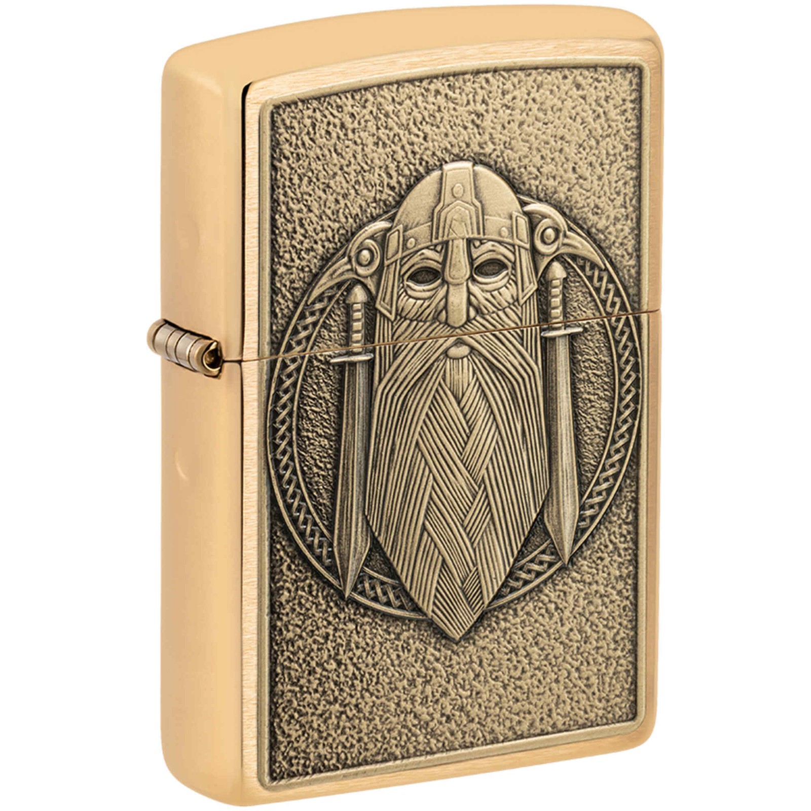Zippo Windproof Pocket Lighter Odin Emblem Design Brushed Brass Finish 46856