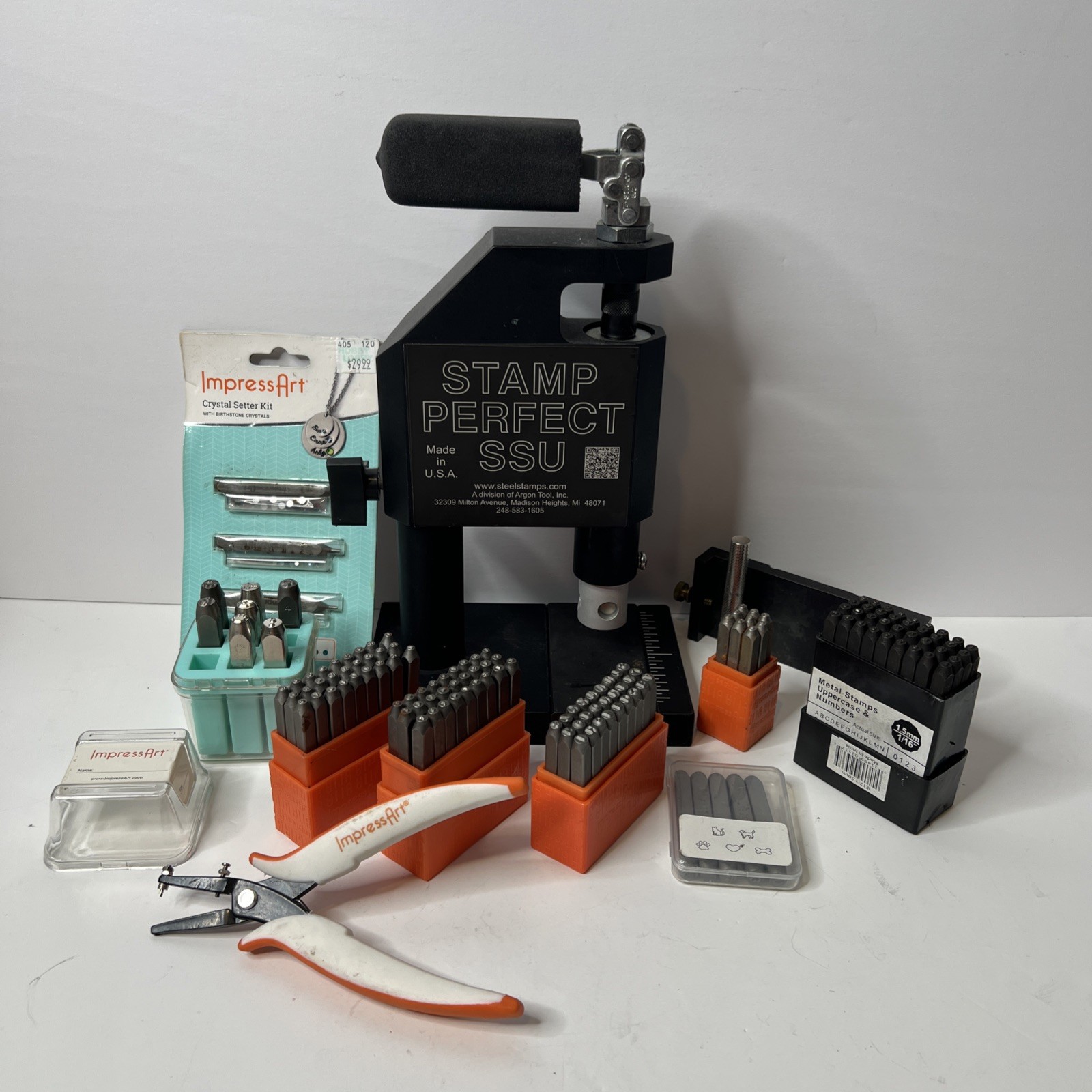 Stamp Perfect SSU Press + ImpressArt Die Lot + Crystal Setter $900+ Retail