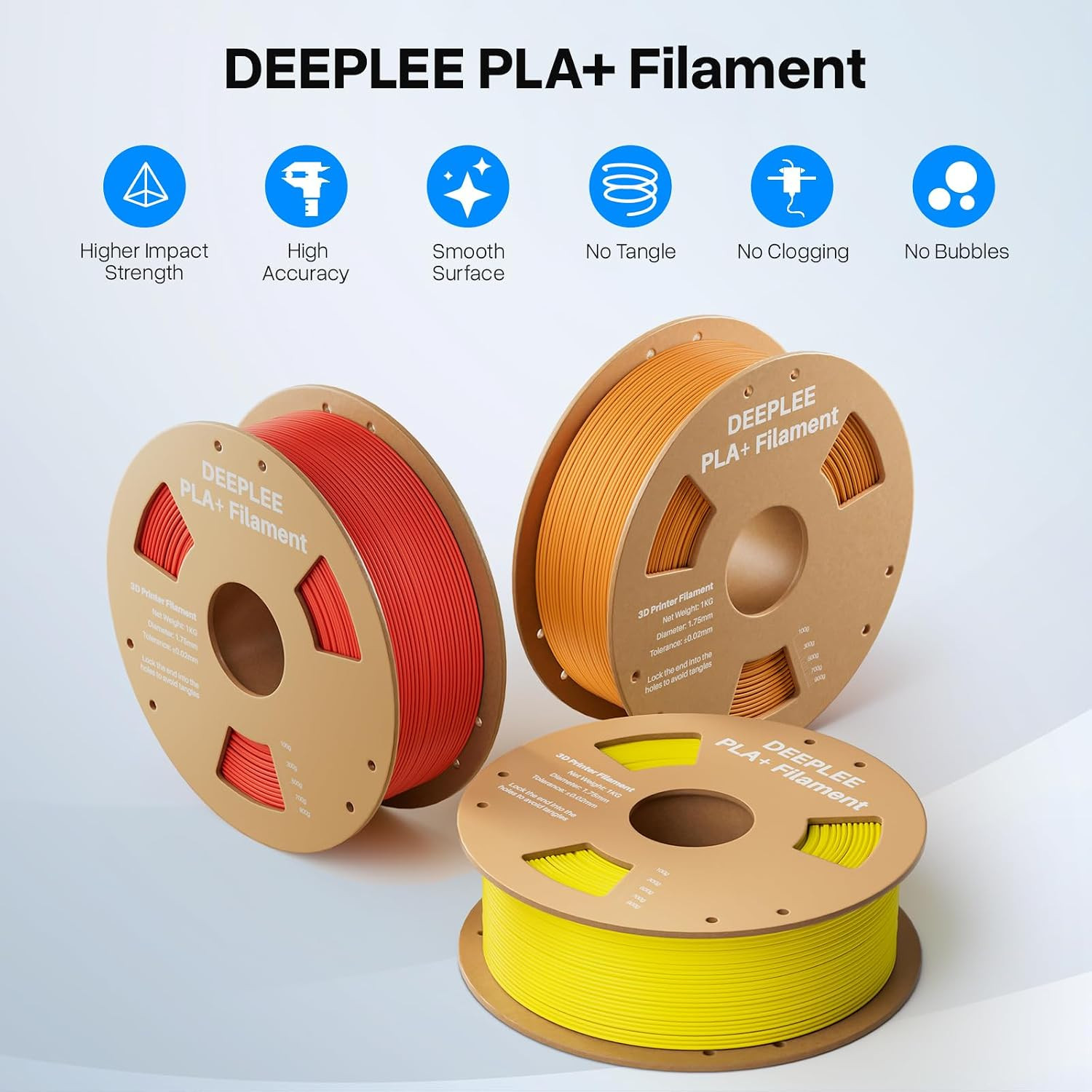 PLA+ 1.75Mm 3D Printer Filament, 8 Pack 250G Bundle PLA plus with Dimensional Ac