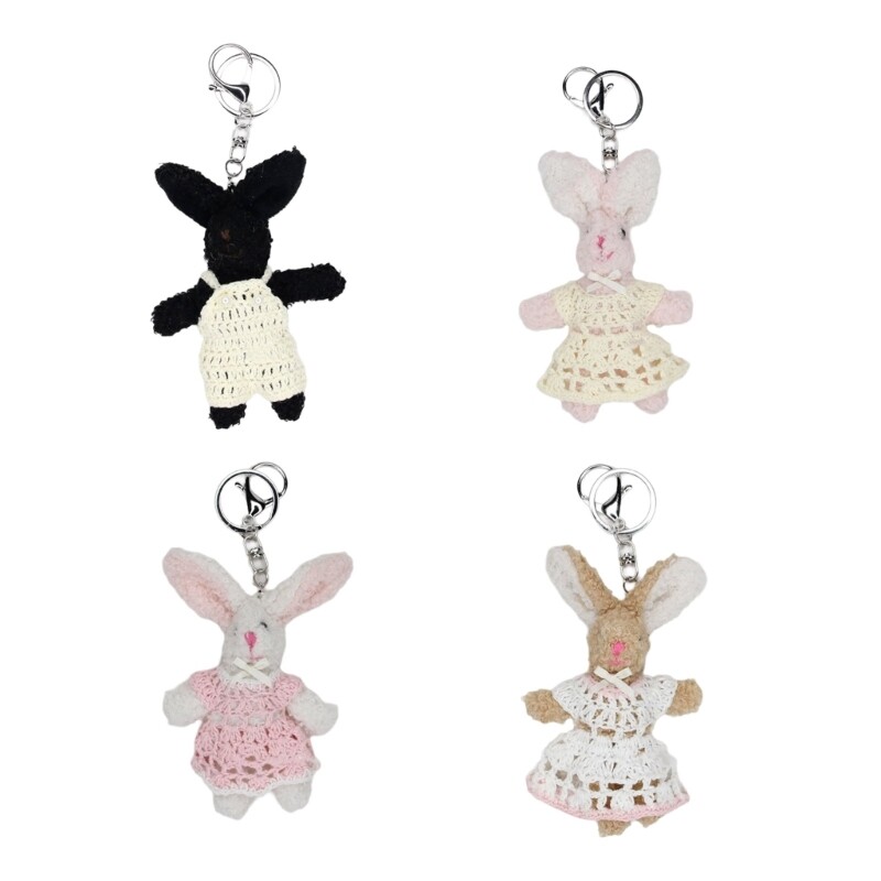 Plush Rabbit Keychain Animal Rabbit Pendant Keyring for Bag Purse Backpack