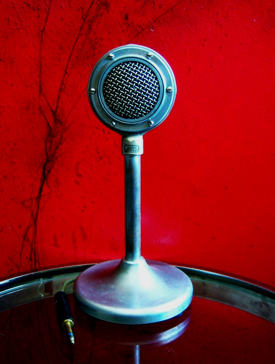 Vintage 1930's RARE Shure Brothers 70-H crystal microphone w Turner B-1 stand