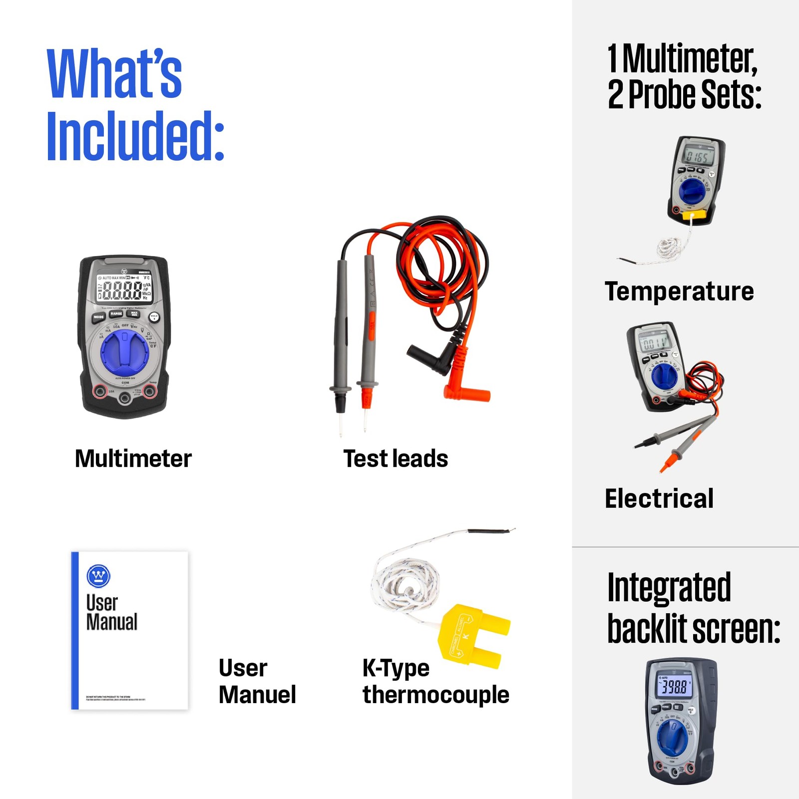 Auto-Ranging Digital Multimeter Professional Volt Tester 6000 Counts