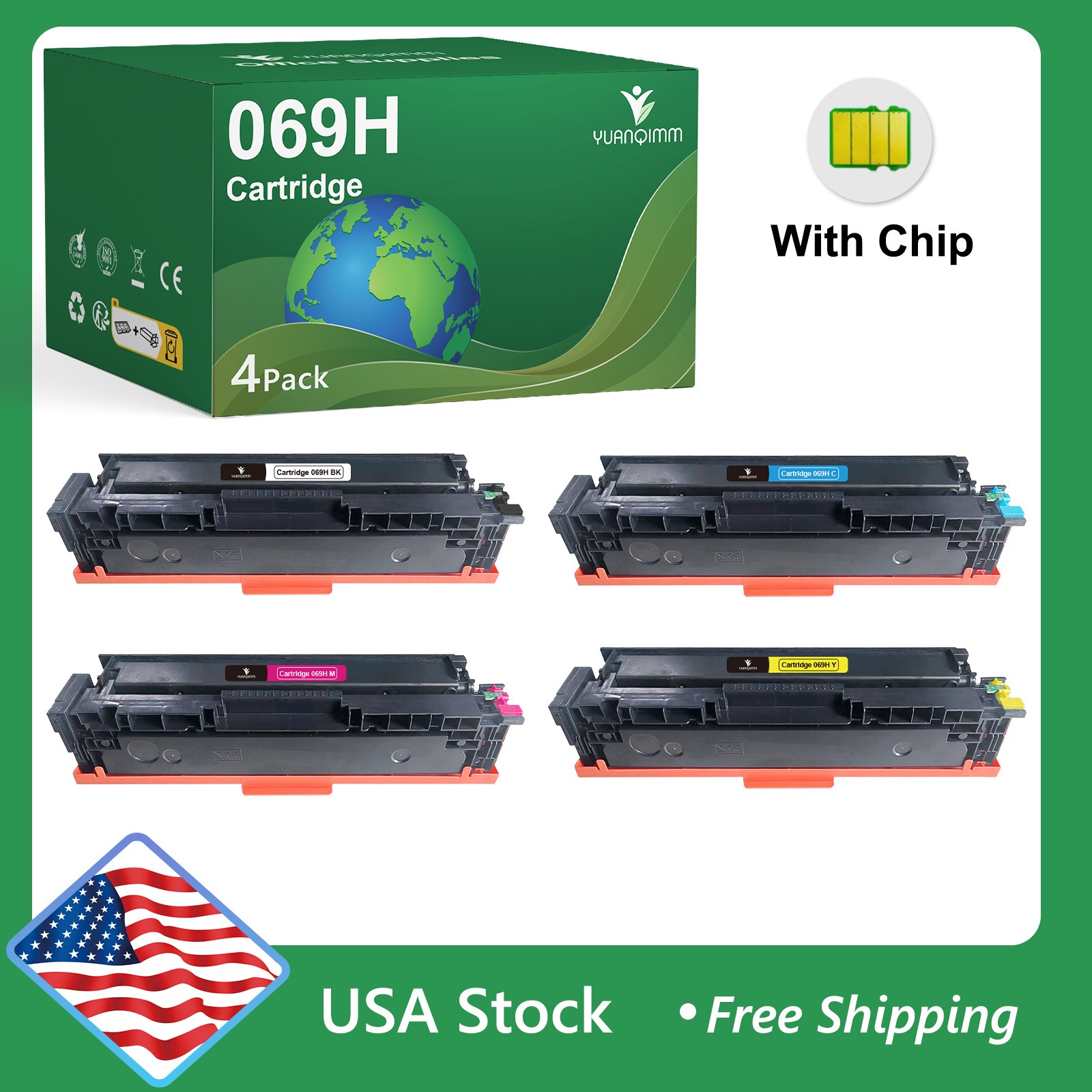 069H Toner Cartridge Compatible for Canon MF753Cdw MF752Cdw LBP674Cdw MF756 4PK