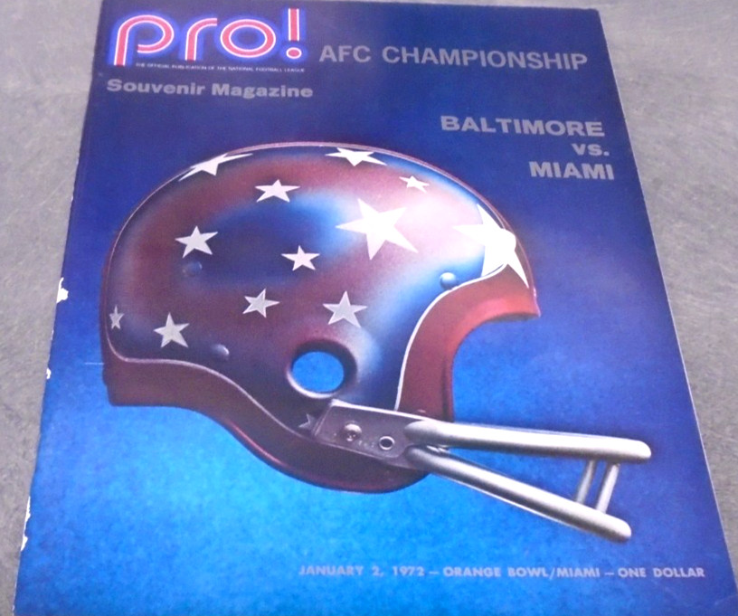 1972 PRO FOOTBALL NFL GAMEDAY MAGAZINE AFC CHAMPIONSHIP BALTIMORE MIAMI GOOD CON