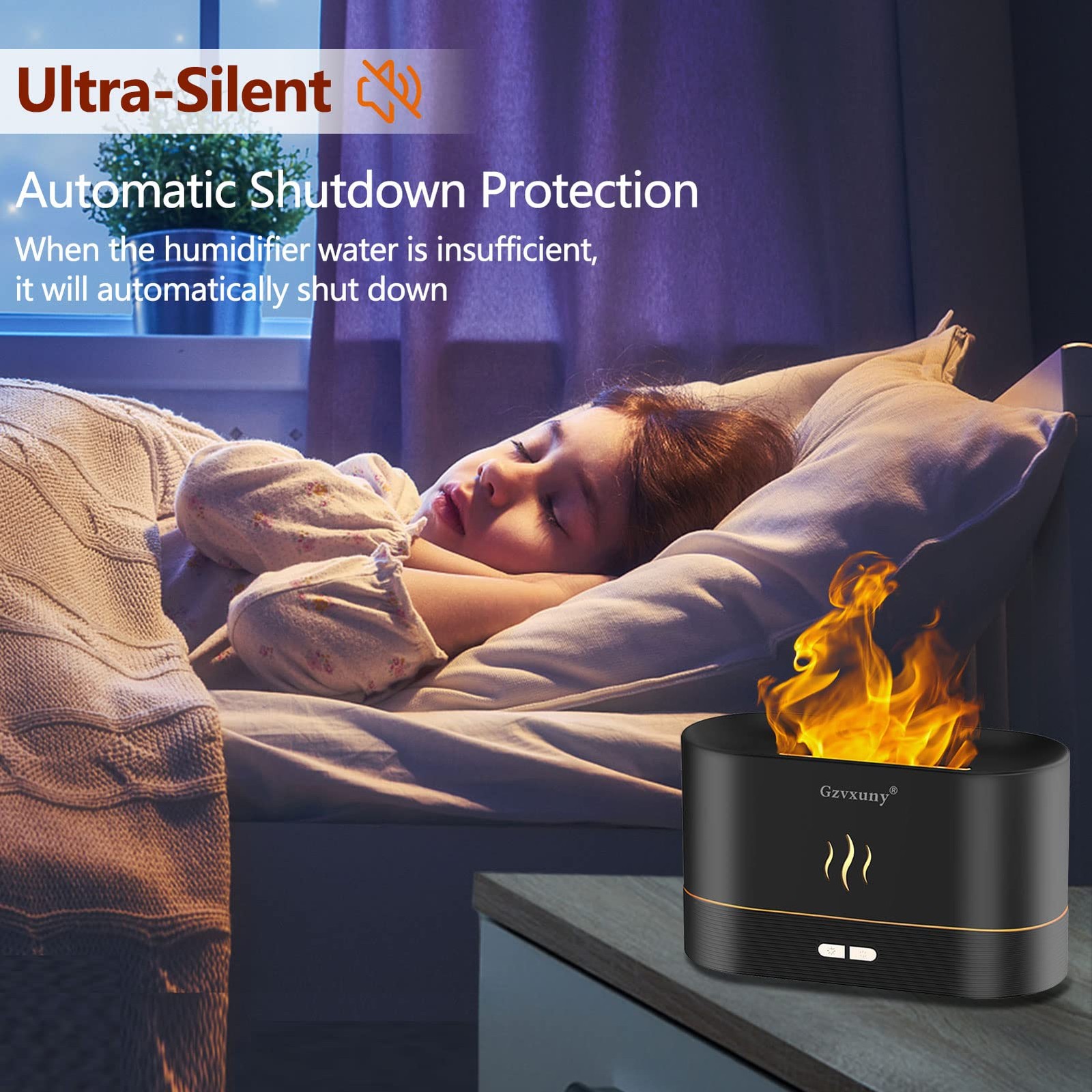 Flame Essential Oil Diffuser, Upgrade 7 Colour Lights Large, Black
