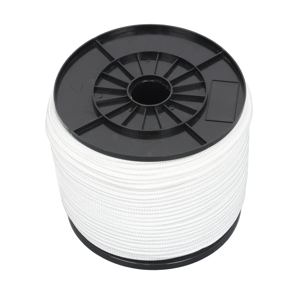 1/4 Inch Nylon Rope 500 Foot Spool 100% Nylon Solid Braid Rope Dyeable White