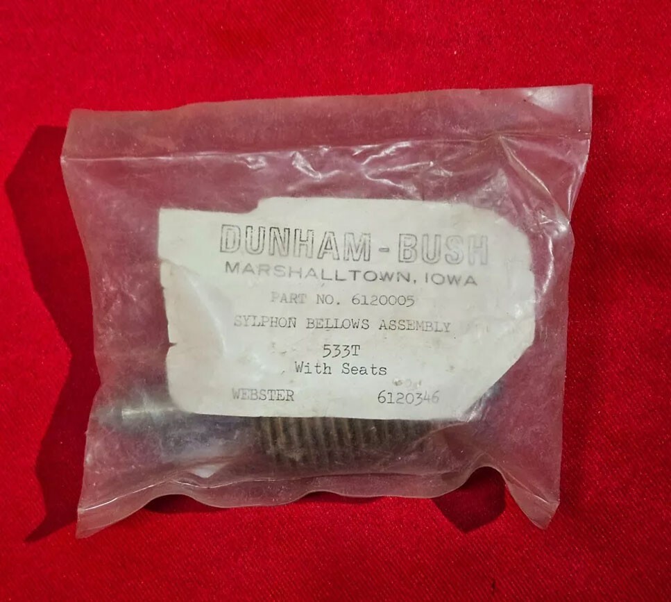 Webster 6120346 Dunham-Bush 6120005 Sylphon Bellows Assembly 533T With Seat NEW