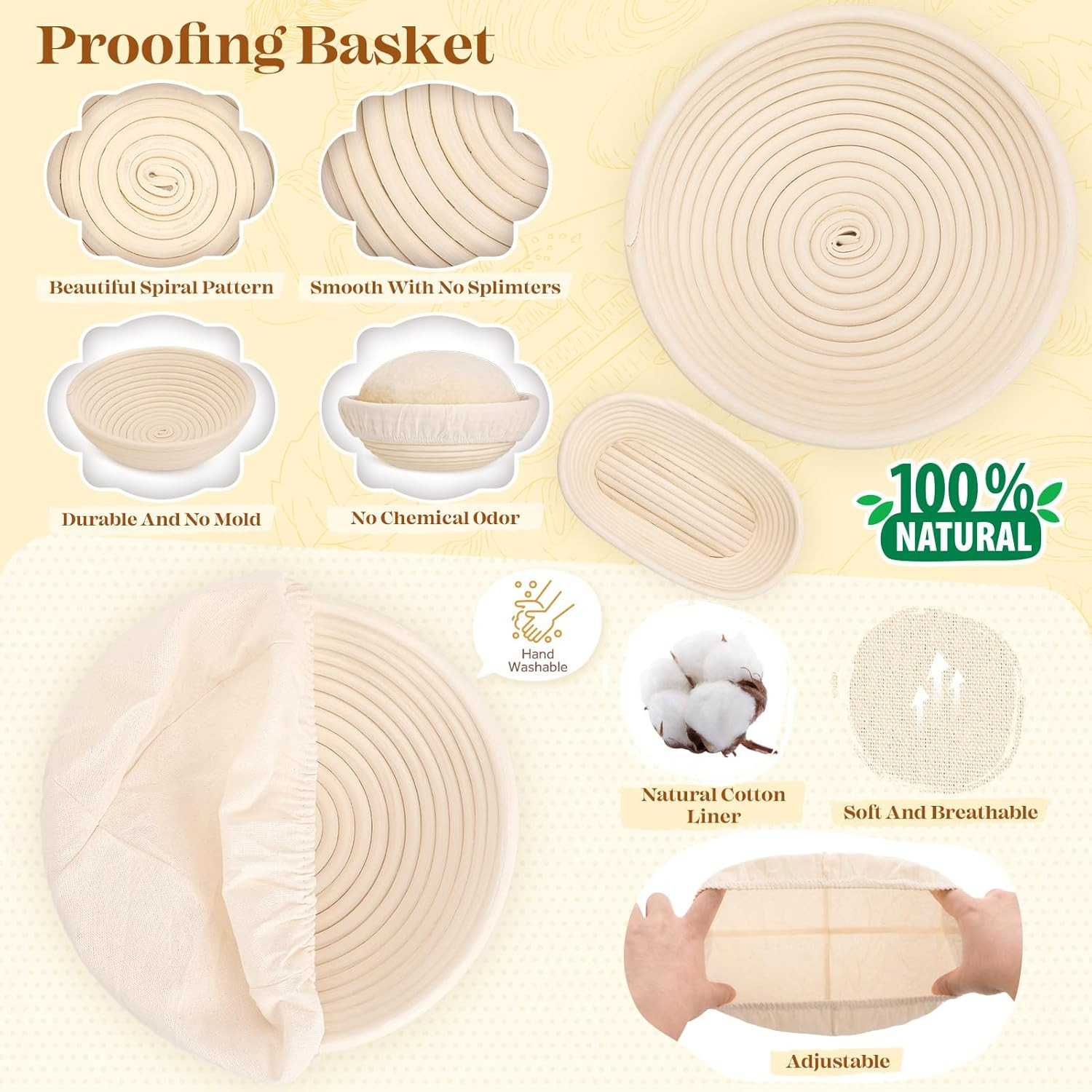 Sourdough Starter Kit, Sourdough Bread Baking Supplies, Bread Proofing Basket, S