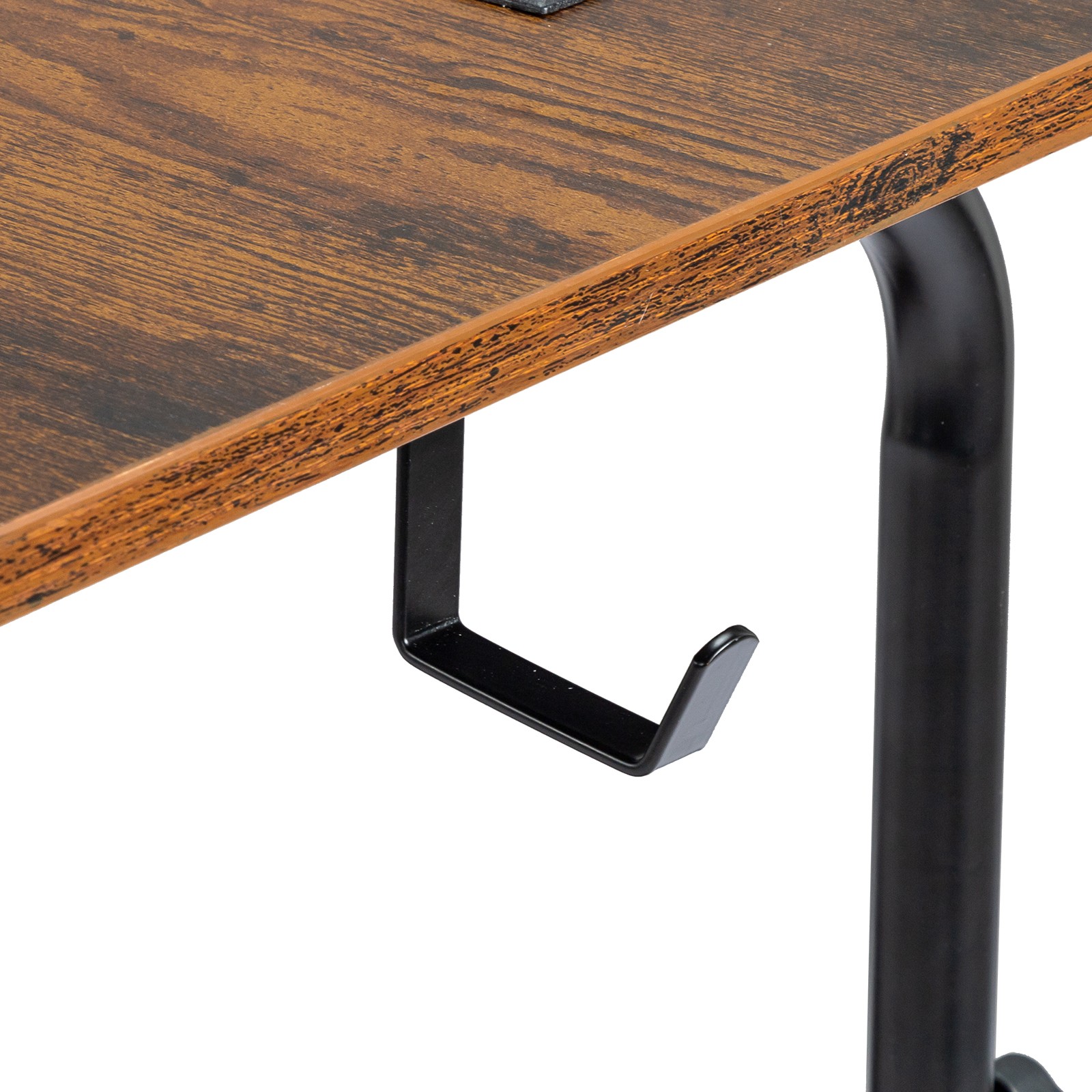 Vintage Brown Adjustable Computer Desk,3 USB + 2 AC Outlets,80‑104 cm Height