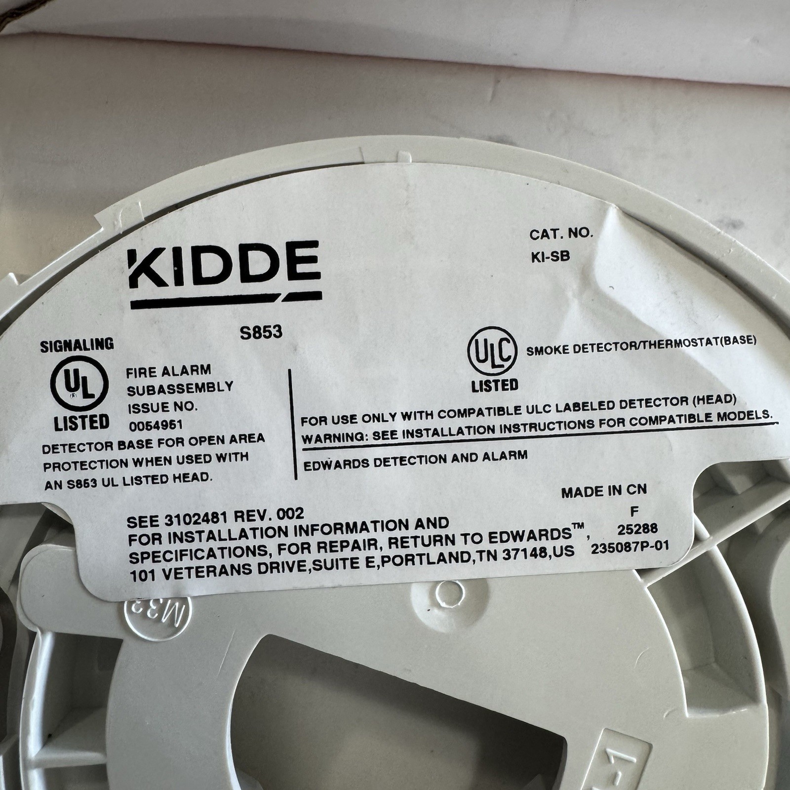 Kidde KI-SB Detector Mounting Base Standard New E42