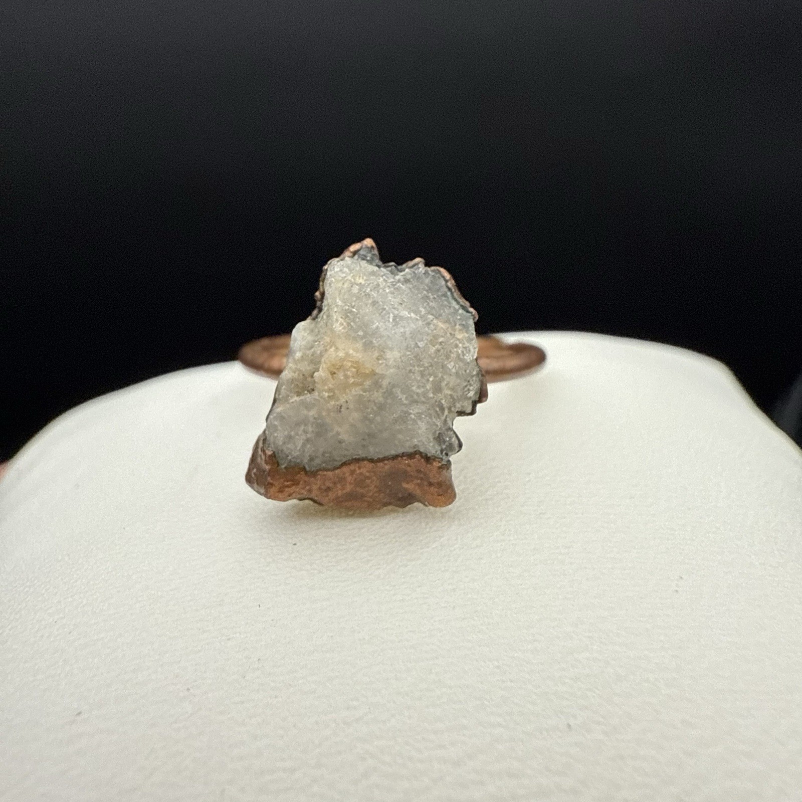 Unique Raw Crystal Druzy Quartz Agate Statement Ring Copper Size 7