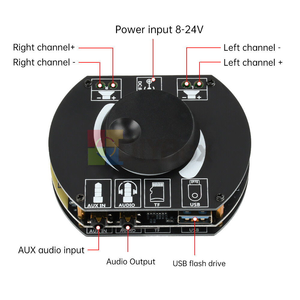 Dual Channel HIFI Digital Stereo Amplifier TPA3116 Bluetooth Amplifier Board AUX
