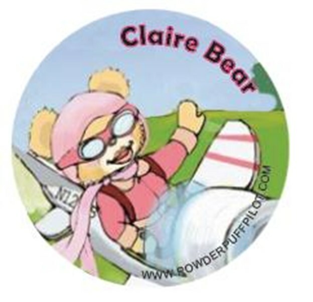2¼-inch “Claire Bear” Pin-back Button for female flying fanatics