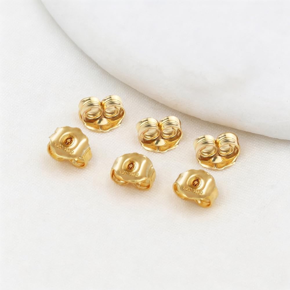 14K Gold Earring Backs for Stud Earrings - Yellow Locking (3 Pairs)