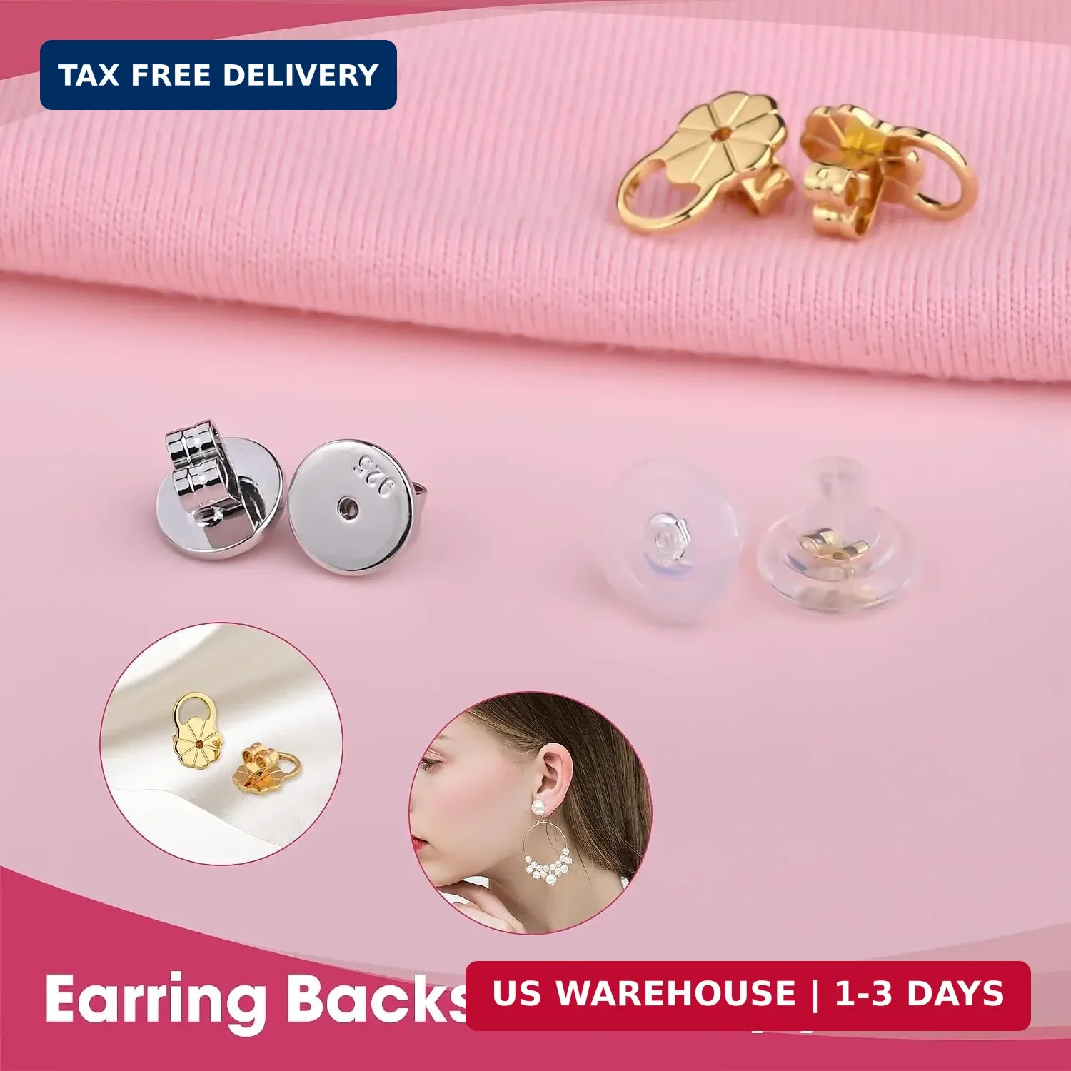 Earring Backs for Droopy Ears Heavy Earrings - Replacements Locking Ear Supports
