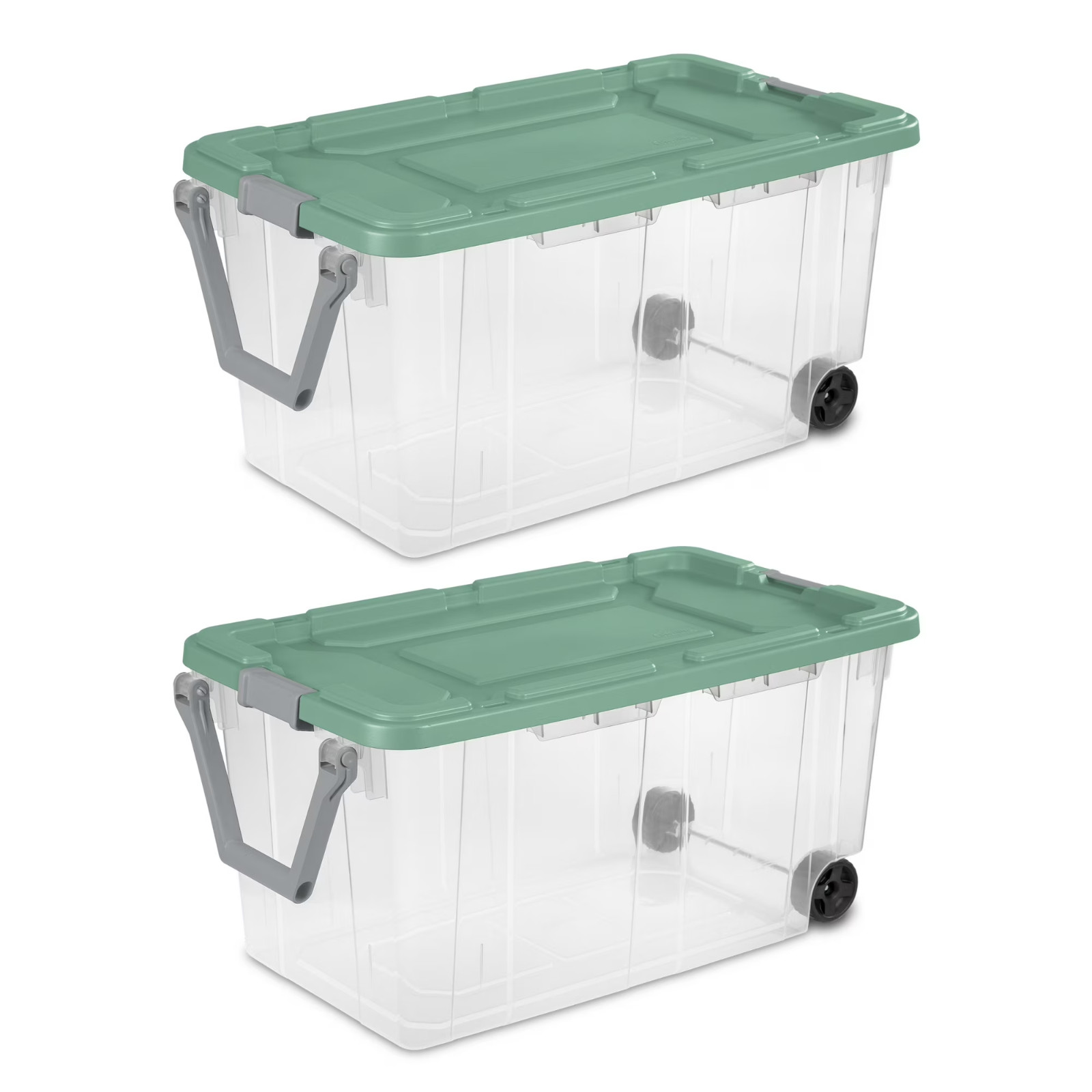 Sterilite 160 Quart Wheeled Storage Box, , Latch Lid, Lt Green, 2 Count