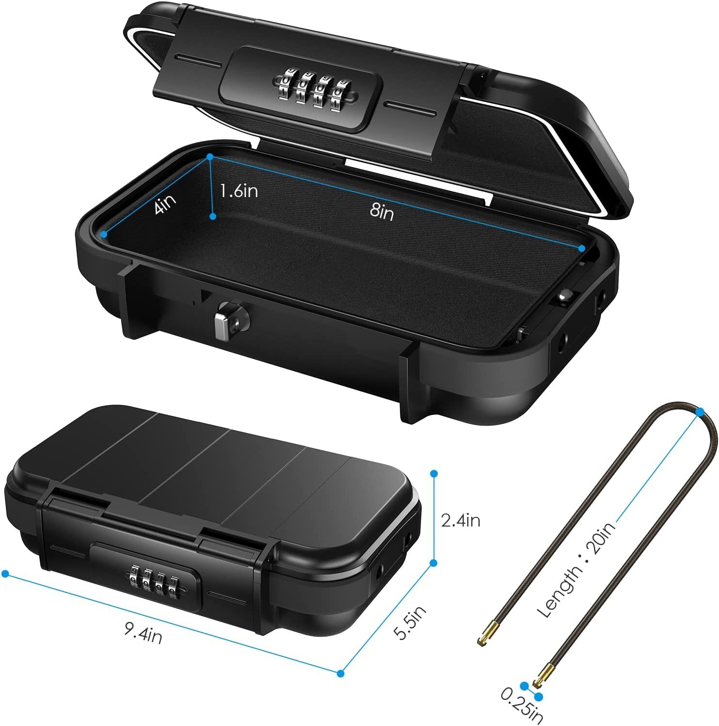 Portable Safe Box Combination Security Case Lockbox with Code Waterproof
