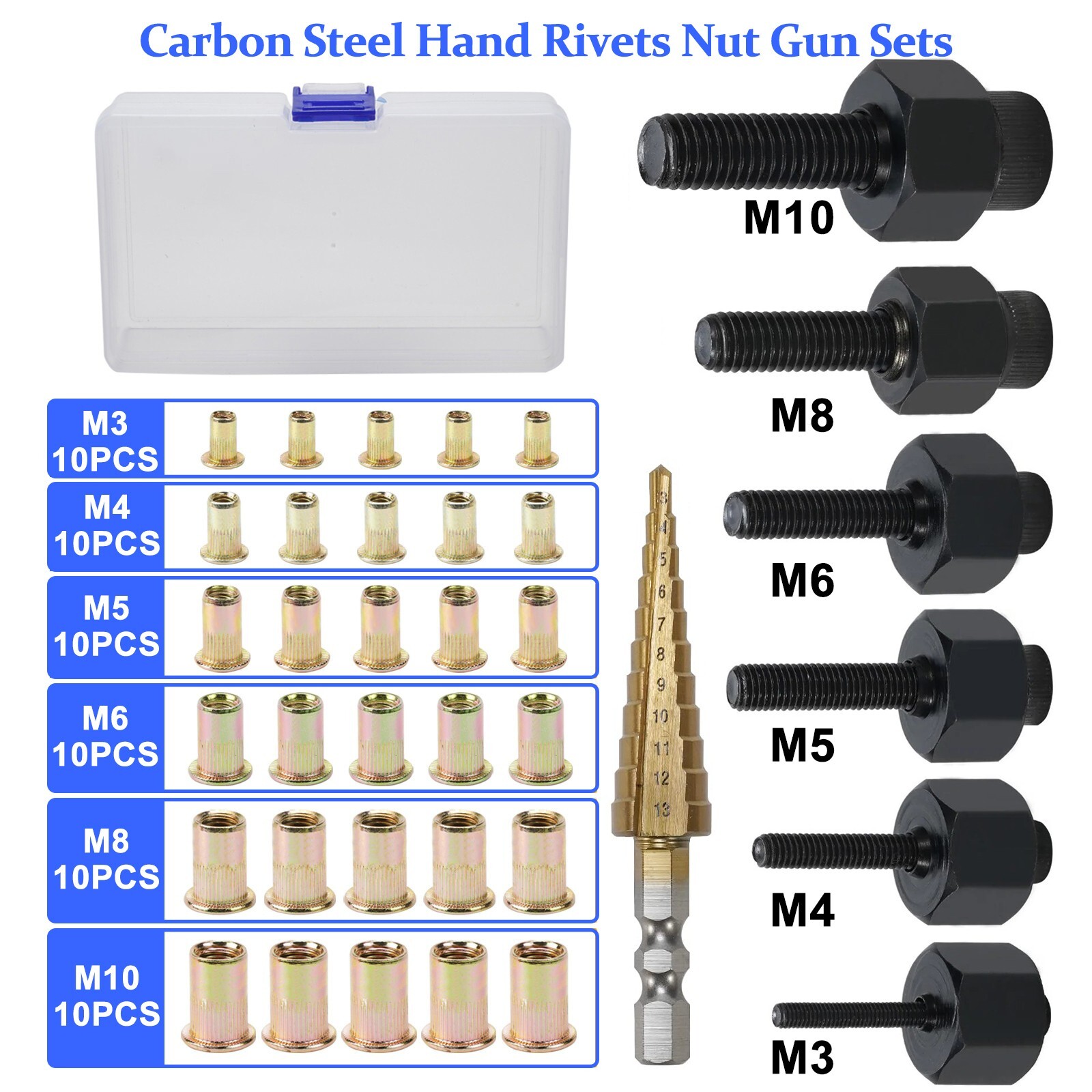 Hand Rivet Nut Gun Head Nuts Simple Installation Manual Riveter Rivnut Tool Kit