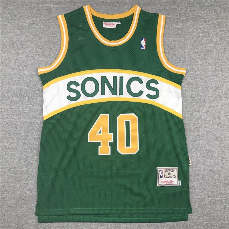 Seattle SuperSonics #40 Stitched Retro Green Adults SportShirt Size: S-XXL