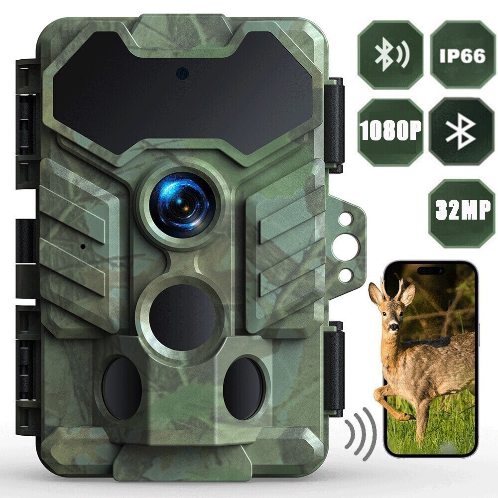 Campark WiFi Bluetooth Trail Camera 32MP 1080P Wildlife Hunting Cam Night Vision