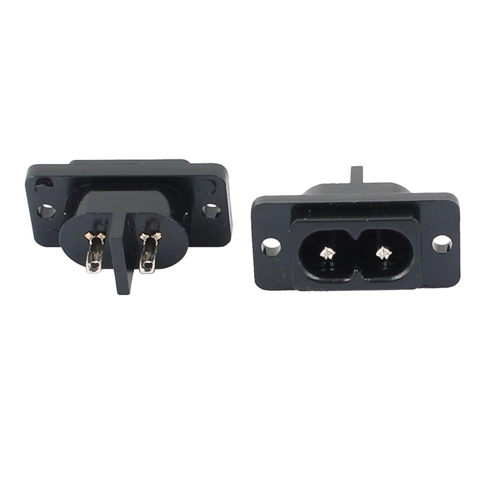 10Pcs AC 250V 10A PCB Board Panel Mount Male 2 Terminals C8 Type Power Inlet