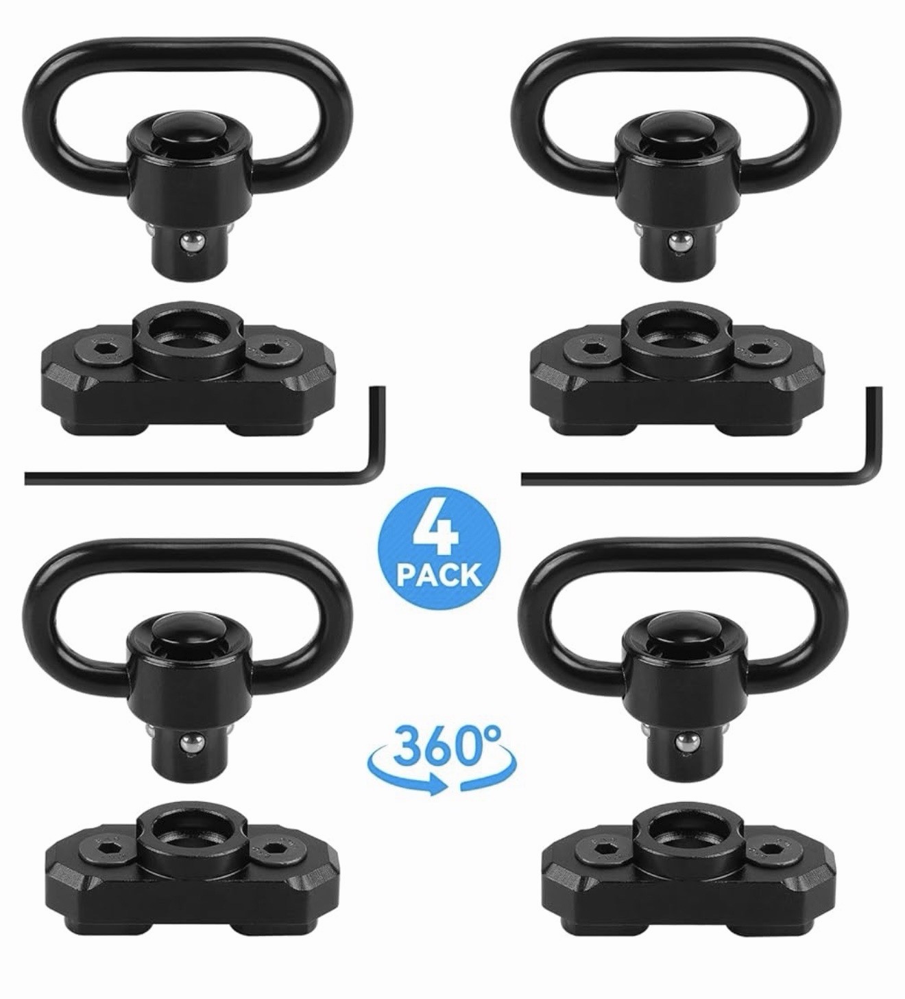 4-pack M-LOK MLOK Quick Release Sling Mount Push Button QD Sling Swivel 360 Rota